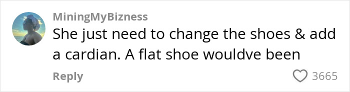 Comment on social media with a profile icon, discussing outfit choices sparking viral debate about teacher showing off curves.