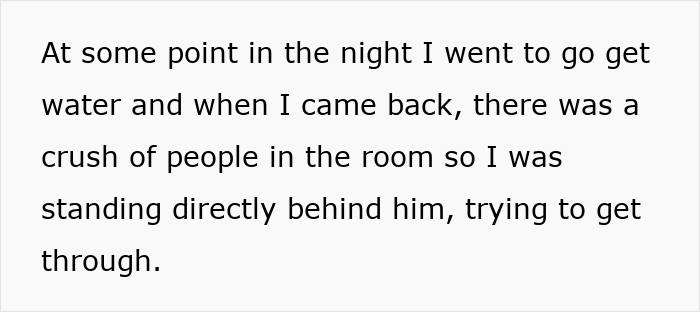 Text excerpt about a guy pretending to be single at a party and making excuses when confronted by his girlfriend.