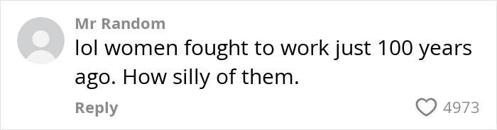 Comment expressing frustration about working women missing time with their children, highlighting emotional struggle.