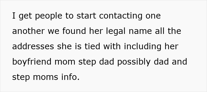 Text describing someone gathering personal info on a lady who shamelessly steals a husky with owner's loud revenge. - 13