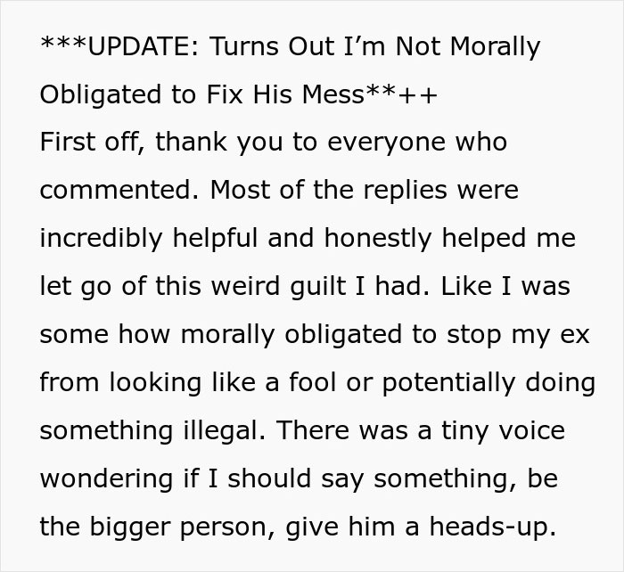 Text post about a woman reflecting on separation and divorce, contemplating if she should explain the difference to her husband.