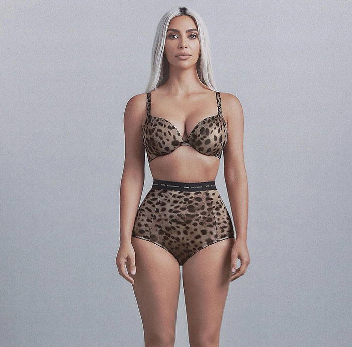 Kim Kardashian modeling leopard print lingerie in a see-through Skims campaign sparking a heated debate over looks like diaper. Kim Kardashian modeling leopard print lingerie in a see-through Skims campaign sparking a heated debate over looks like diaper.