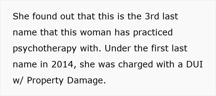 Text describing a woman&rsquo;s experience with a couples therapist who impacted her mental health before marrying the man.