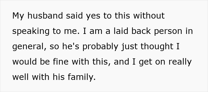 Text discussing a husband agreeing to go with the 2-year-old after wife refuses postpartum trip, highlighting family dynamics.
