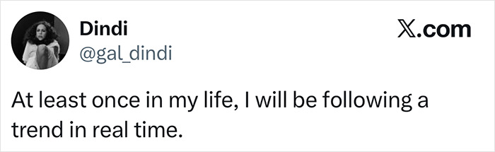 Social media post showing excitement about following the new tired girl beauty trend popular among Gen Z women.