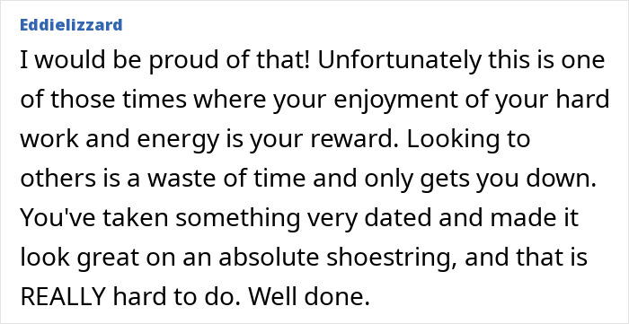 Woman puts heart into DIY kitchen makeover, showcasing transformation despite husband's harsh criticism.