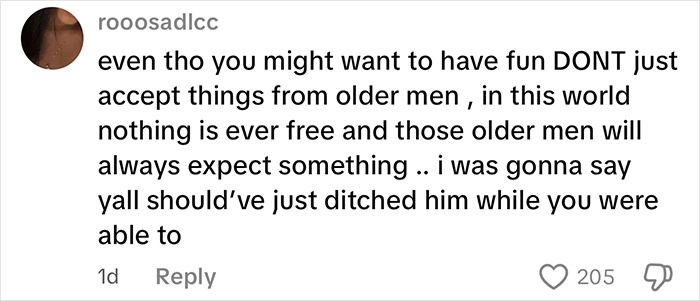 Comment warning about dangers from older men while sharing an urgent woman issues trafficking caution on vacation. Comment warning about dangers from older men while sharing an urgent woman issues trafficking caution on vacation.