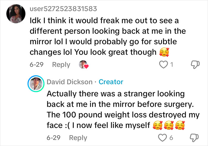 Comments discussing a man’s facelift and weight loss transformation after going to Mexico for cosmetic surgery. Comments discussing a man’s facelift and weight loss transformation after going to Mexico for cosmetic surgery.