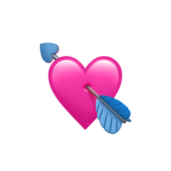 Pink heart emoji pierced by blue arrow, symbolizing online affection and heart emoji communication. Pink heart emoji pierced by blue arrow, symbolizing online affection and heart emoji communication.