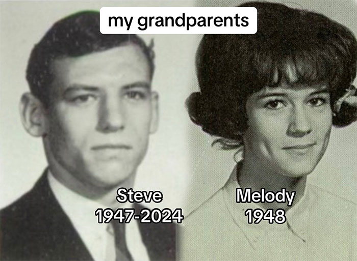 Black and white portrait of grandparents Steve and Melody, featured in a family historian story about sharing family trees online.