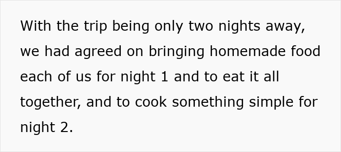 Text about a woman&rsquo;s trip plans with friend and husband, showing regret after tensions and ruined plans.