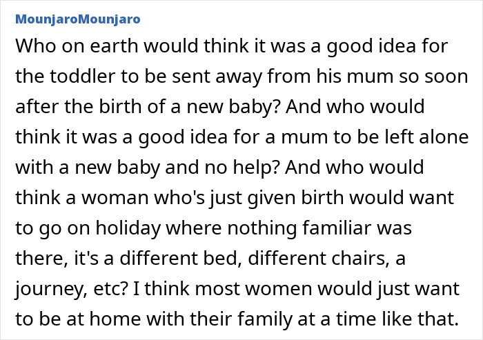 Man tells pregnant wife he will take toddler after she refuses postpartum trip, highlighting family and postpartum challenges.