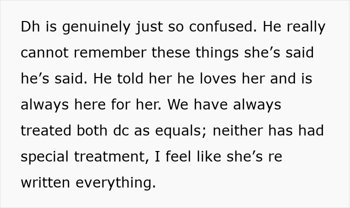 Text excerpt about stepdad confused over accusations from daughter, highlighting strained emotional ties and family challenges.