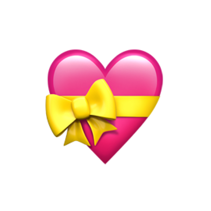 Pink heart emoji wrapped with a yellow ribbon bow, representing online affection in digital communication. Pink heart emoji wrapped with a yellow ribbon bow, representing online affection in digital communication.