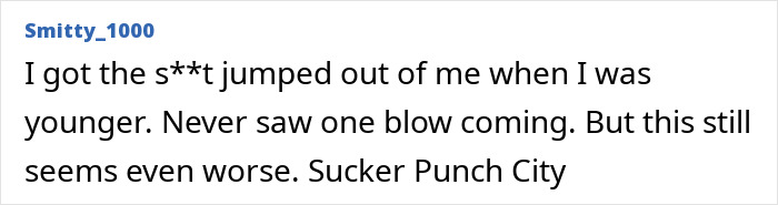 Comment expressing shock about a violent altercation related to the Cincinnati brawl victim&rsquo;s swollen face.