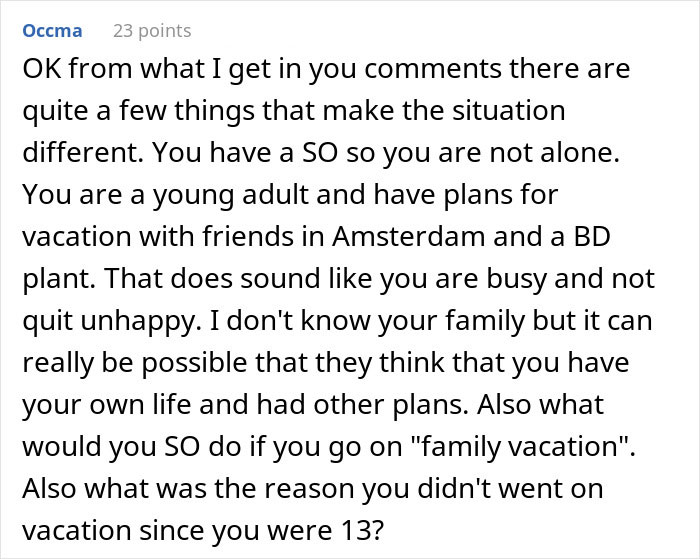 "I Cried So Much I Had Cramps": Woman Freaks Over Family Vacation, People Tell Her To Grow Up