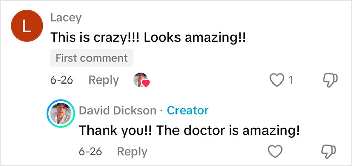 Screenshot of social media comments praising a man’s facelift results after his trip to Mexico, highlighting amazing transformation. Screenshot of social media comments praising a man’s facelift results after his trip to Mexico, highlighting amazing transformation.