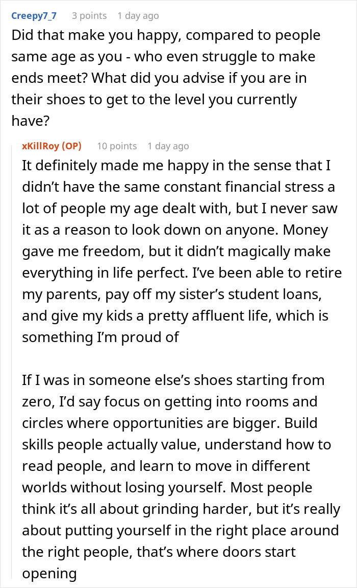 Reddit conversation with paid companion answering questions about experiences with wealthy married women and financial advice.