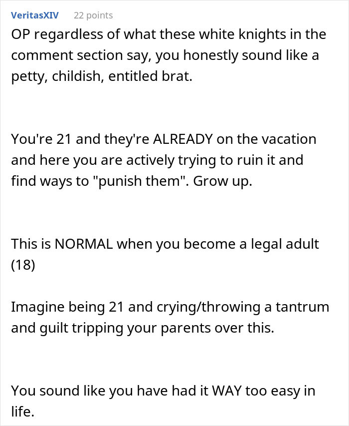 "I Cried So Much I Had Cramps": Woman Freaks Over Family Vacation, People Tell Her To Grow Up