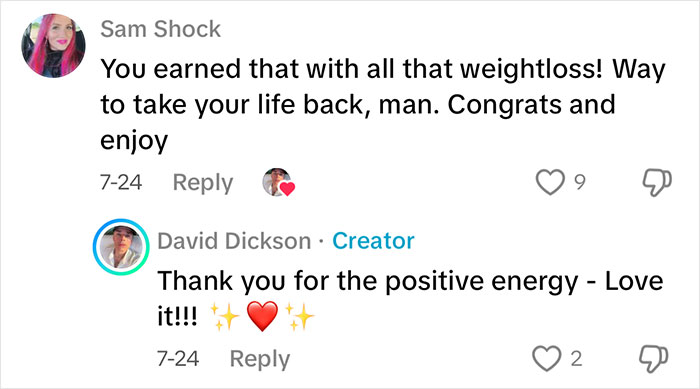 Comments praising a man’s weight loss journey and positive energy after a facelift in Mexico. Comments praising a man’s weight loss journey and positive energy after a facelift in Mexico.