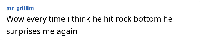 Social media comment mocking Will Smith for using AI to fake crowds, mentioning surprise at hitting rock bottom again. Social media comment mocking Will Smith for using AI to fake crowds, mentioning surprise at hitting rock bottom again.