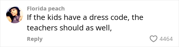 Comment from Florida peach discussing teacher dress code and curves in a social media back-to-school debate.