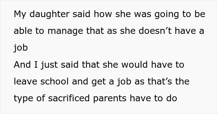 Text excerpt showing a conversation about a teen insisting on keeping her baby despite no job or support from the dad.