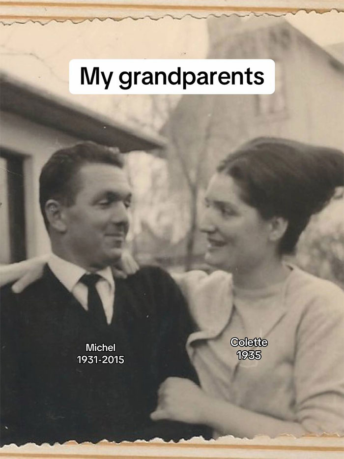 Black and white photo of grandparents Michel and Colette from 1935, inspiring family historian to share family tree online.