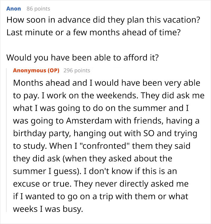 "I Cried So Much I Had Cramps": Woman Freaks Over Family Vacation, People Tell Her To Grow Up