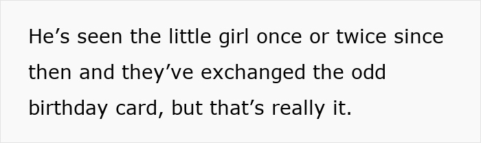 Man and woman at wedding ceremony with fiance and non biological child exchanging gifts outdoors.