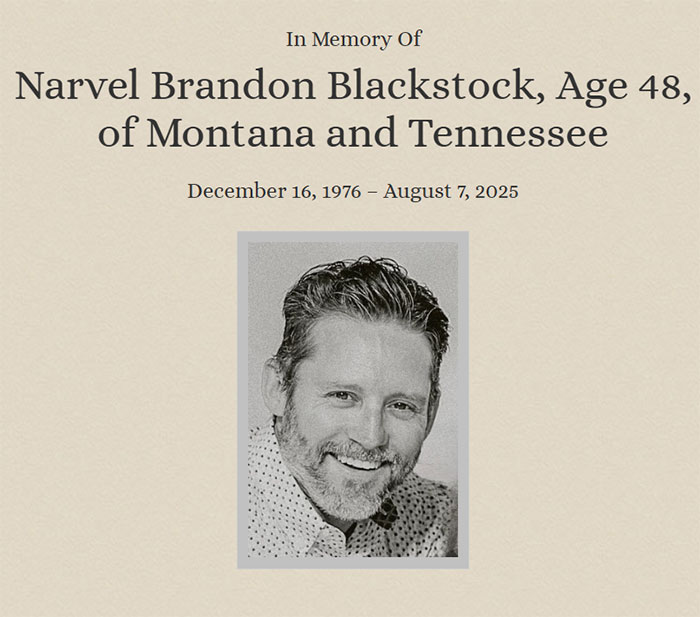 Obituary of Brandon Blackstock with photo, highlighting his life and mention of Kelly Clarkson's ex-assistant as soulmate.