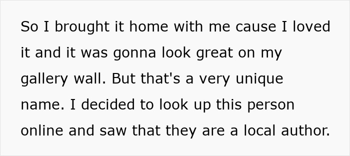 Message on the back of painting reveals surprising details, leading woman to refuse keeping the artwork after purchase. Message on the back of painting reveals surprising details, leading woman to refuse keeping the artwork after purchase.