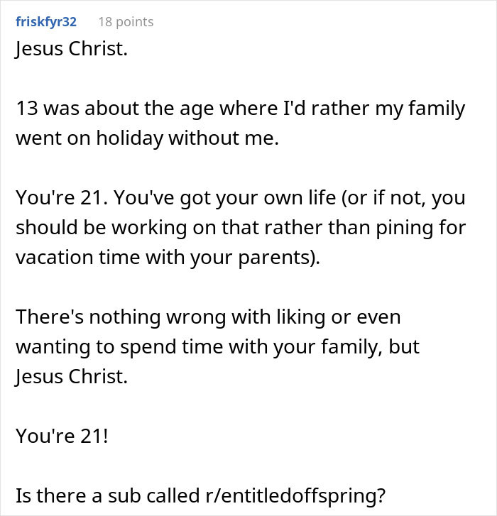 "I Cried So Much I Had Cramps": Woman Freaks Over Family Vacation, People Tell Her To Grow Up