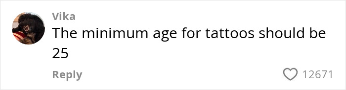 Comment about minimum age for tattoos, sparking debate around a mom with over 30 tattoos regretting permanent choices.