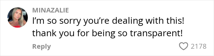 Comment from mom with over 30 tattoos expressing regret and thanking others for their support and transparency.