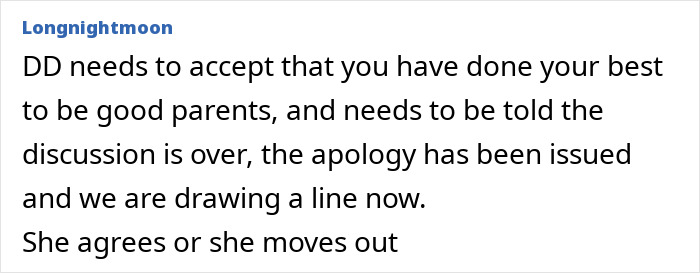 Comment text discussing stepdad raising girl, addressing emotional ties and parenting efforts in family conflict.