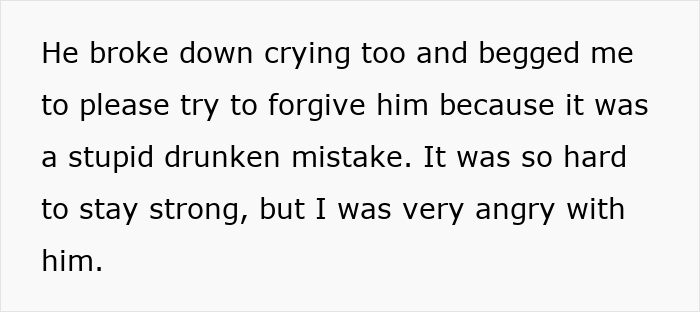 Text on white background describing a guy begging for forgiveness after pretending to be single and making dumb excuses.