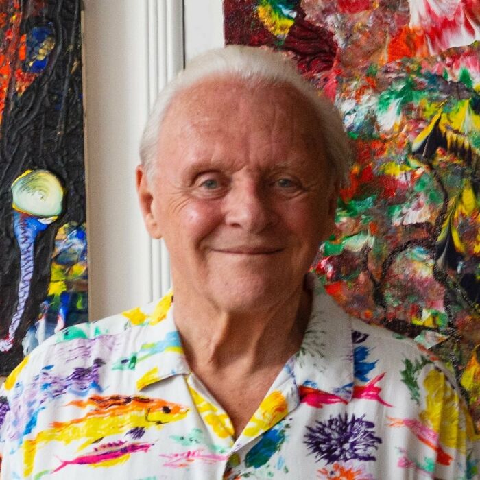 Anthony Hopkins smiling in a colorful shirt, parodying Hannibal Lecter while mocking Kim Kardashian&rsquo;s viral beauty product.