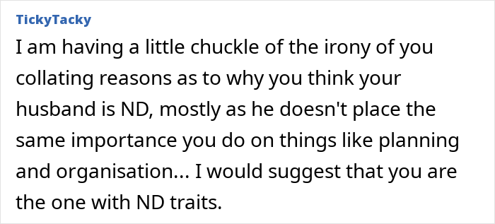 Screenshot of an online comment discussing relationship conflicts and planning issues during a trip with friend and husband.