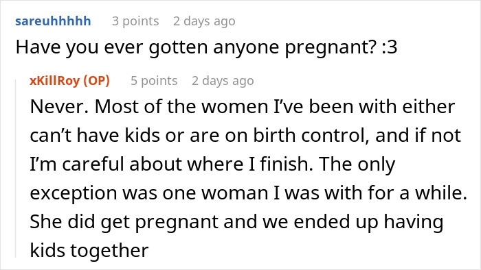 Screenshot of online conversation where paid companion discusses experiences with wealthy married women and pregnancy concerns.
