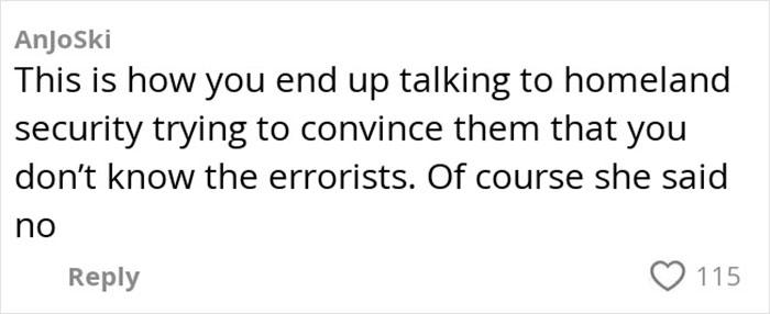 Screenshot of a social media comment discussing a heated debate after a passenger refuses to watch her bag at the airport. Screenshot of a social media comment discussing a heated debate after a passenger refuses to watch her bag at the airport.