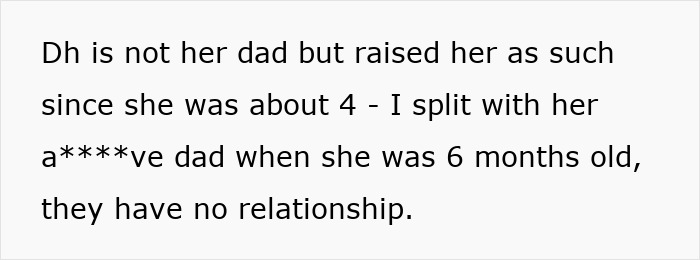 Text excerpt discussing a stepdad raising a girl since age 4, highlighting emotional ties and relationship issues.