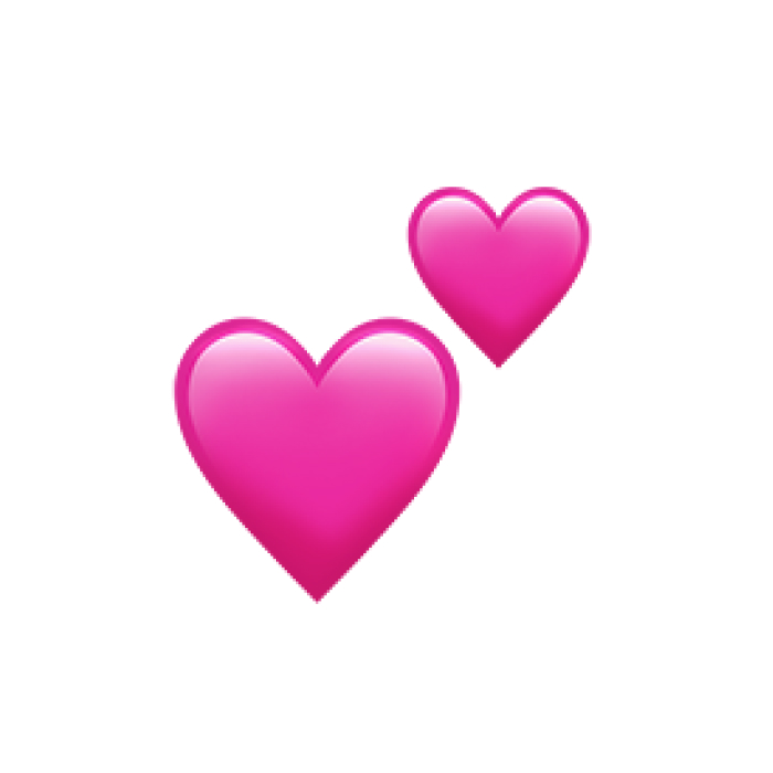 Two pink heart emojis on a white background representing online affection and heart emoji usage. Two pink heart emojis on a white background representing online affection and heart emoji usage.