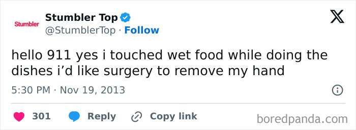Tweet from Stumbler Top humorously describing a sensory reaction in a neurodivergence meme about touching wet food.