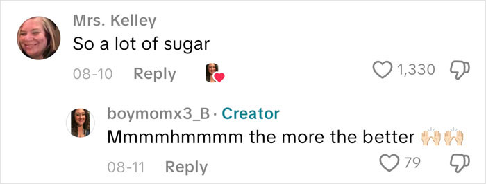 Screenshot of a social media comment thread discussing sugar content in an American family grocery haul.