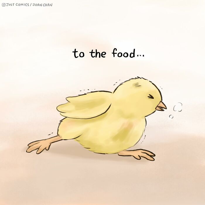Comic depicting a sad chick with leg pain, highlighting the sad reality of many animals and their health issues.