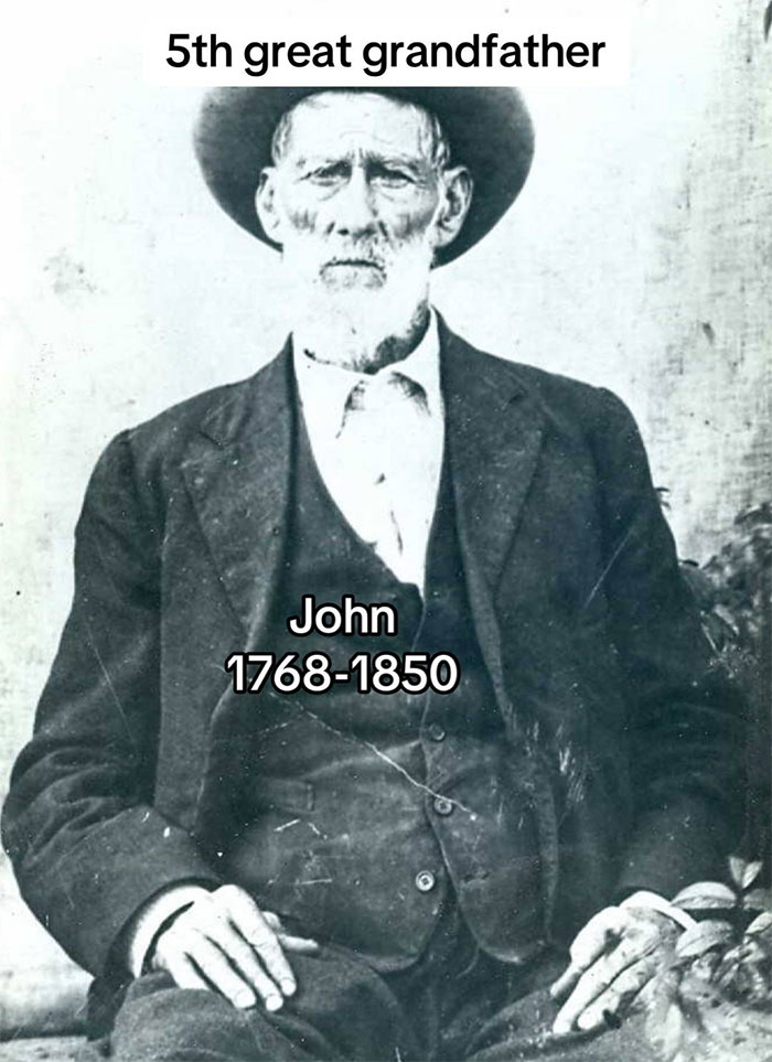 Black and white photo of a 5th great grandfather named John from 1768-1850, illustrating family historian inspiration.