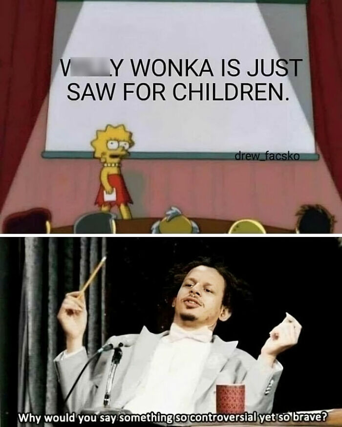 Meme collage featuring a Simpsons character and a man reacting to a controversial movie opinion, cinephile humor.