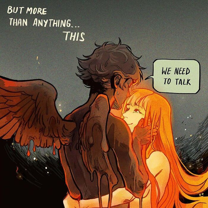 Teen Titans characters sharing a tender moment in Gabriel Picolo’s stunning visual storytelling of relatable young heroes.