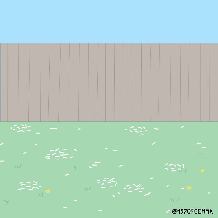 Artist grooming her cute pug outdoors in a funny comic style showing their adorable daily life together.